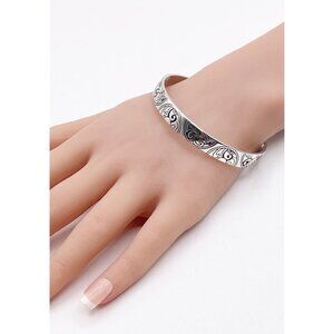 Brighton Vintage Silver Tone Swirl Scroll Bangle Bracelet Stackable